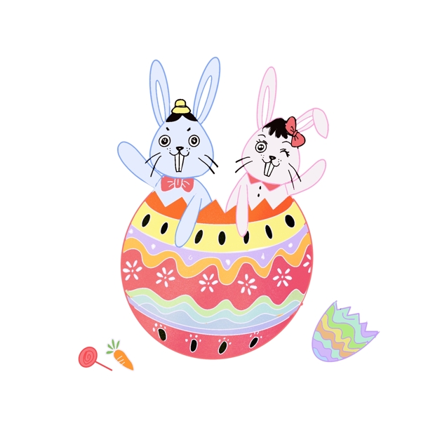 复活节兔子彩蛋和糖