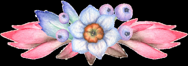 蓝花瓣树叶卡通透明装饰素材