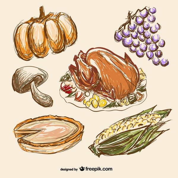 彩绘感恩节食物