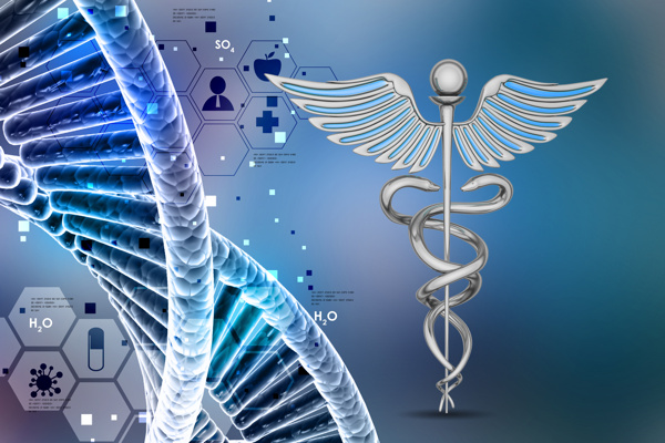 医疗标志与DNA背景图片