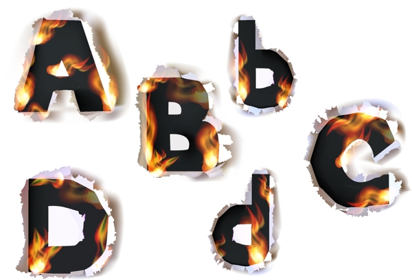 撕纸燃烧火焰字母图片
