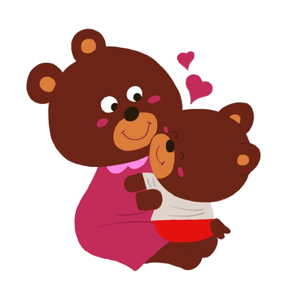 熊妈妈熊宝宝手绘插画