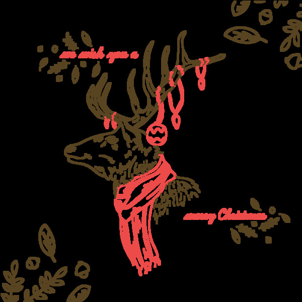 手绘圣诞节麋鹿元素