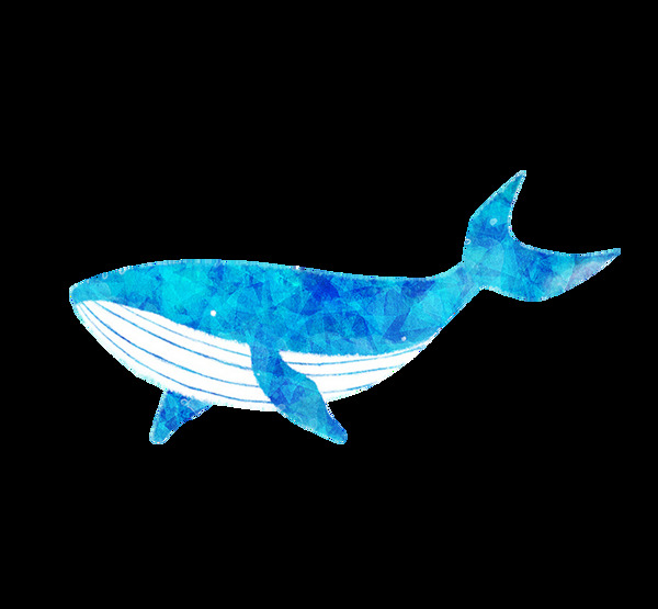 彩绘卡通蓝色鲨鱼png元素