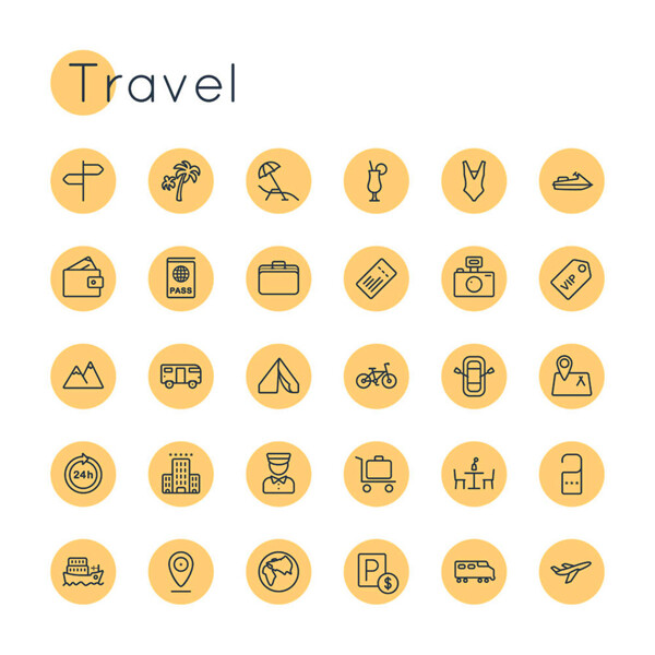 黄色旅游按钮图标图片