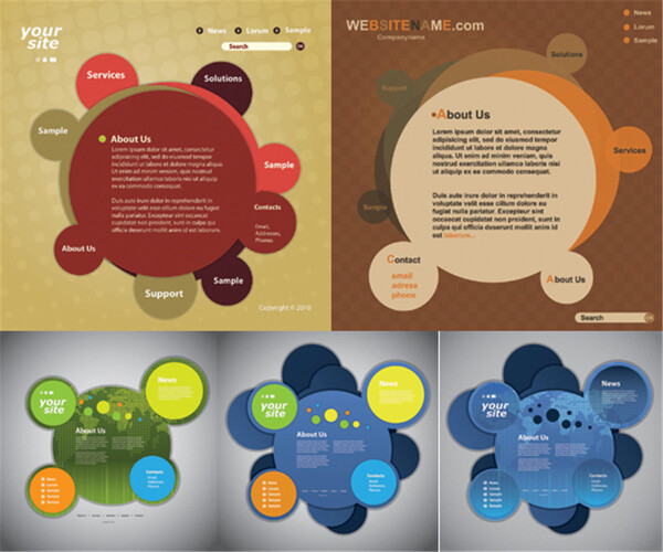 圆形网页设计模板矢量素材
