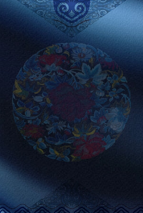 蓝色中式古典花纹背景