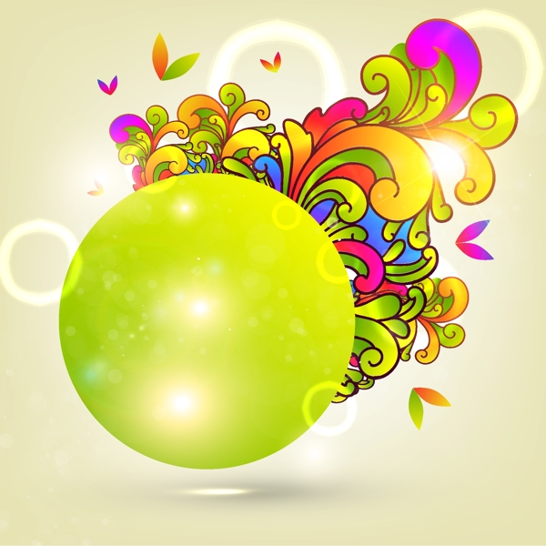 绿色圆球彩色花纹背景