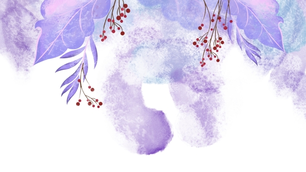 手绘紫色浪漫花朵系列背景