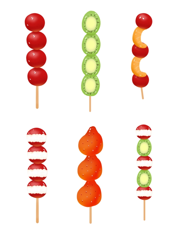 中国风冰糖葫芦美食橘子山楂传统手绘可商用