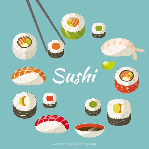 寿司的手绘品种