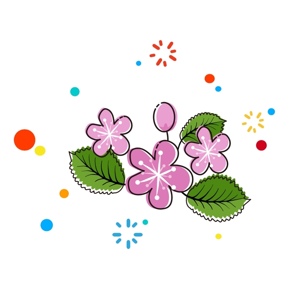 MBE粉色桃花卡通手绘花卉植物花朵