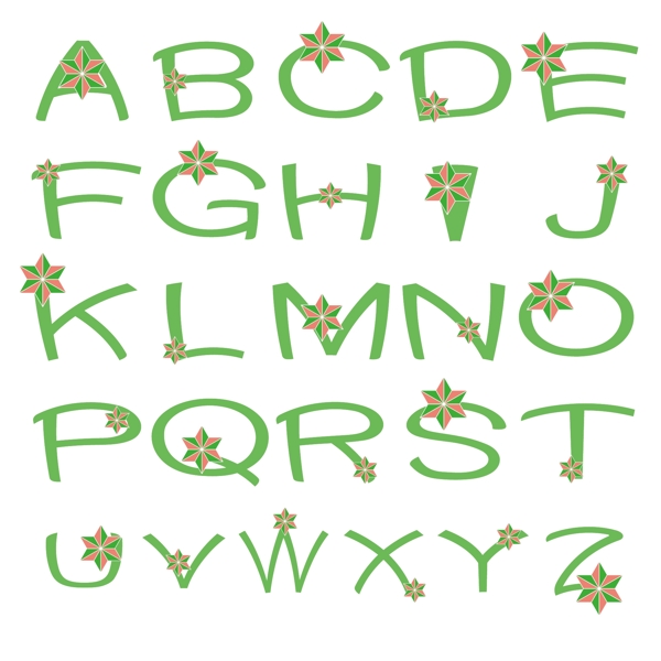 六角星绿色英文字母表