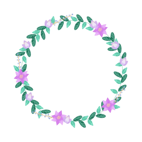 花卉紫色清新手绘植物边框