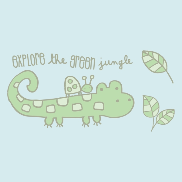 印花矢量图T恤图案图文结合卡通动物鳄鱼免费素材