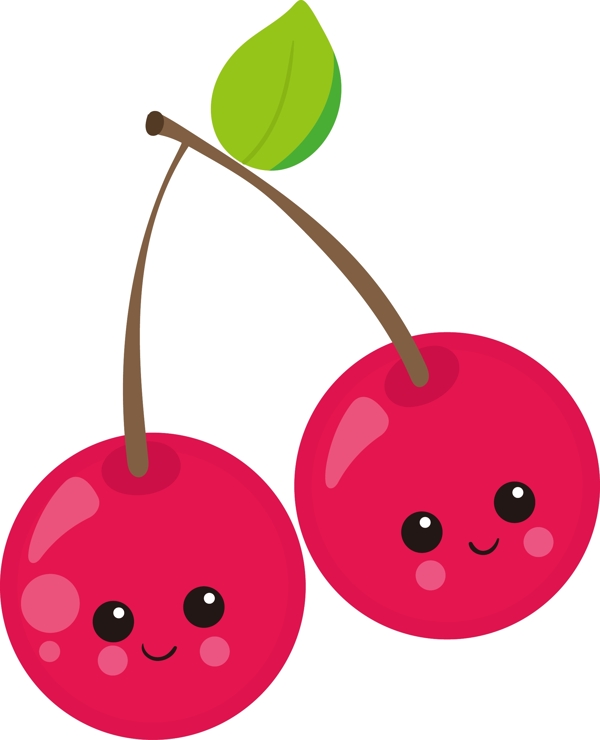樱桃水果创意可爱卡通矢量素材
