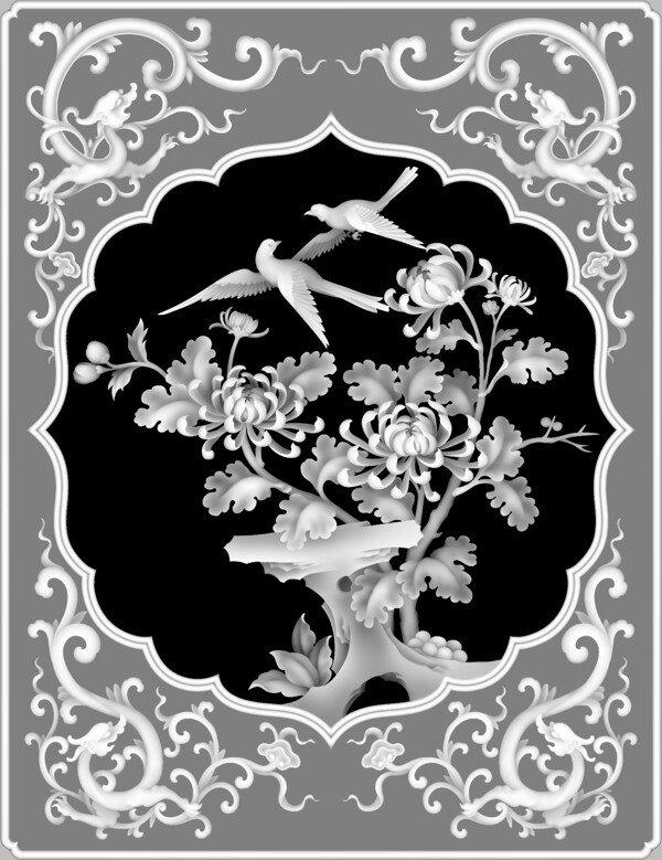 喜鹊菊花图片