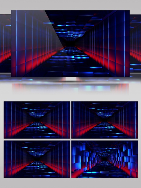 红蓝色科技线条走廊高清视频素材