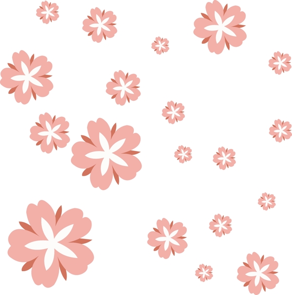 手绘卡通漂浮花朵素材粉红樱花