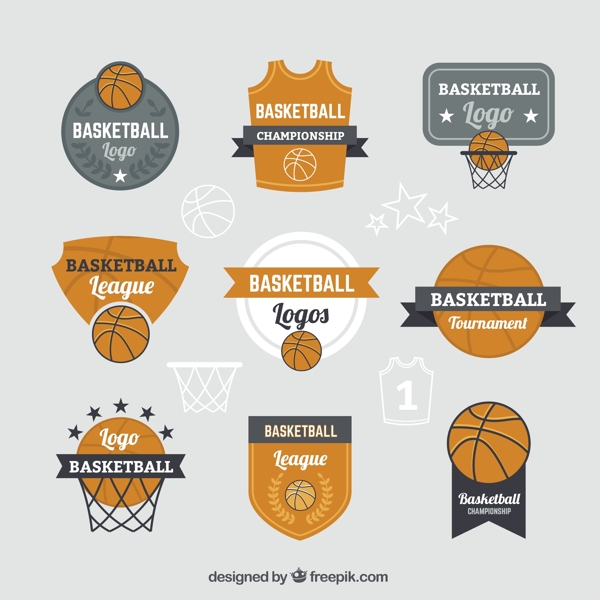 灰色橙色篮球标识