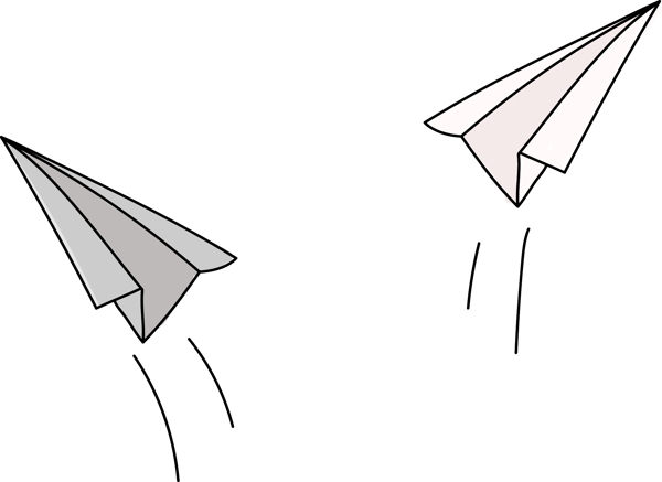 纸飞机青春飞翔儿童插画简约手绘双色AI