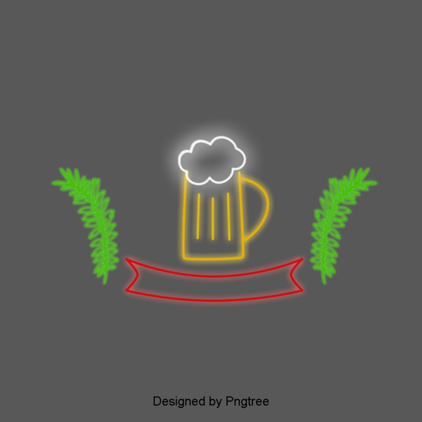 夏季冷饮啤酒卡通霓虹图案