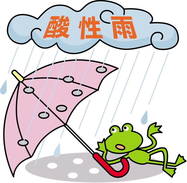 插画卡通社会雨天打伞人物