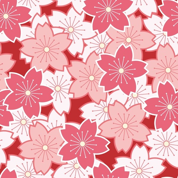 粉红樱花矢量背景图