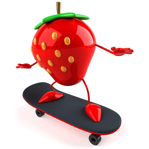 草莓滑板车装饰画