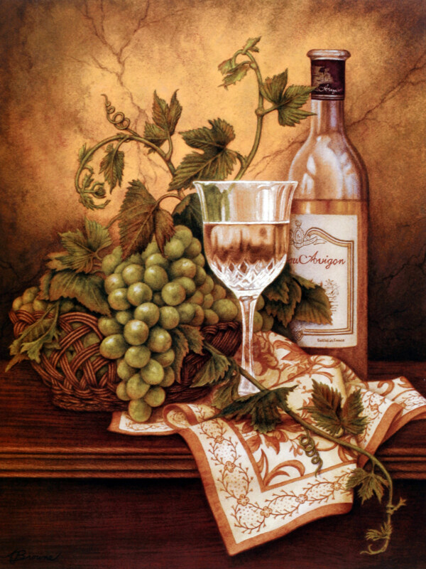 干白葡萄酒装饰画