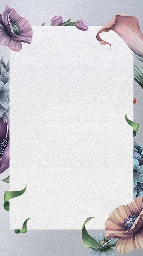 手绘花朵白纸H5背景素材