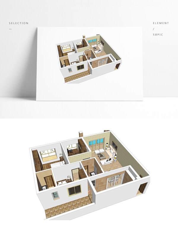 美式风格住宅SU透视模型