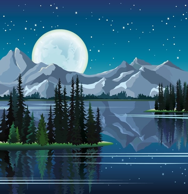 湖面上的月亮
