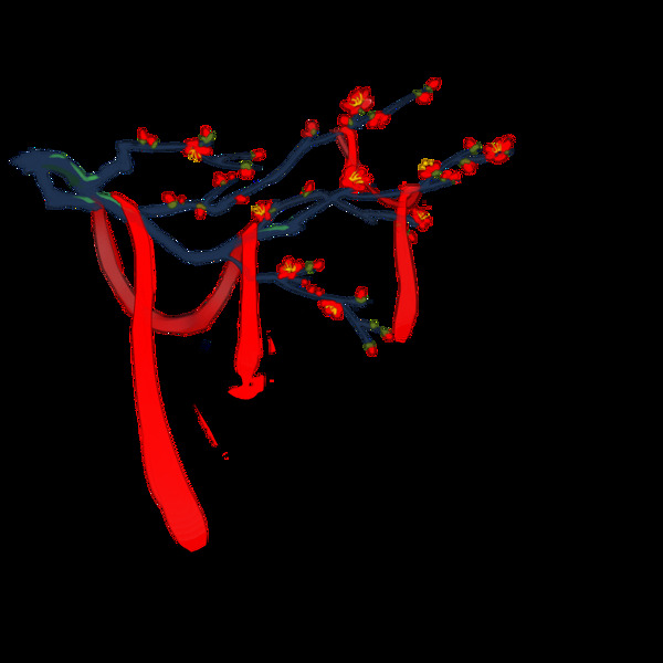 冬梅花红梅中国风水彩风
