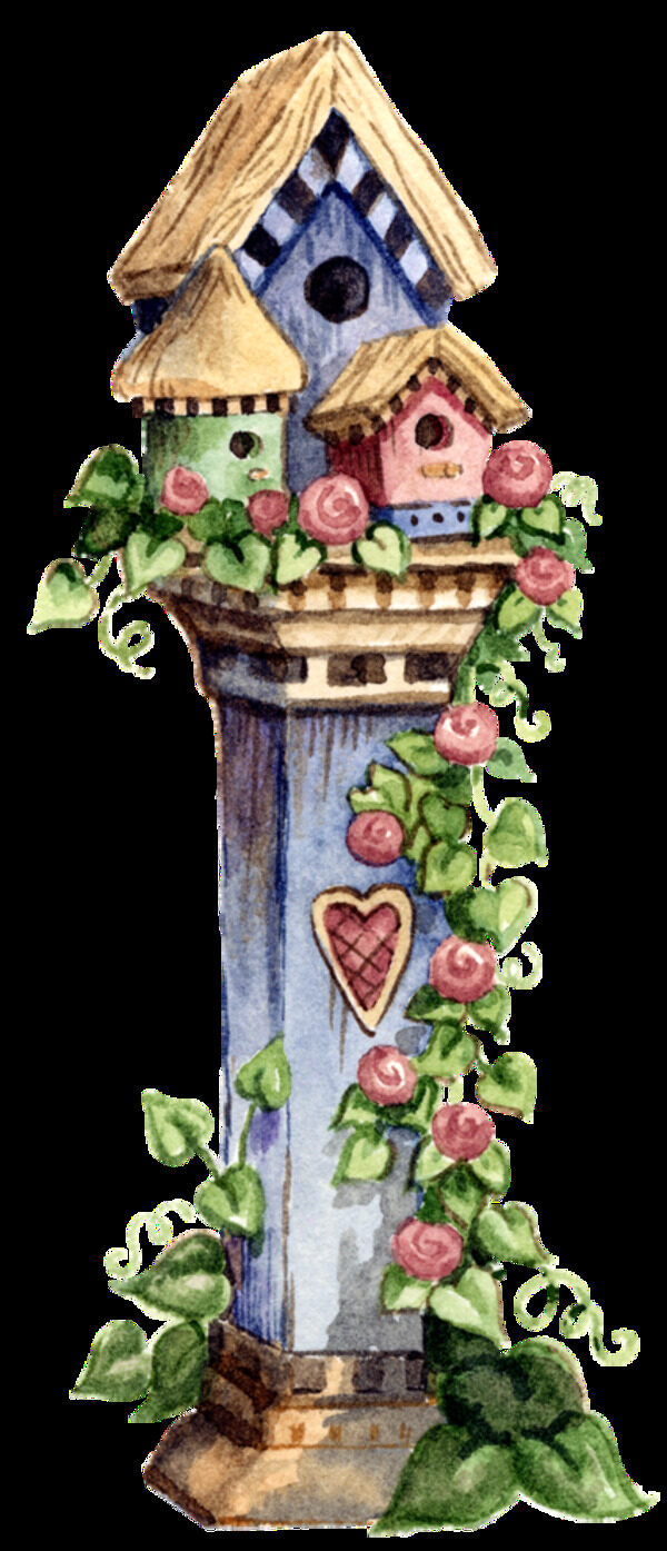彩绘童话花朵城堡图案