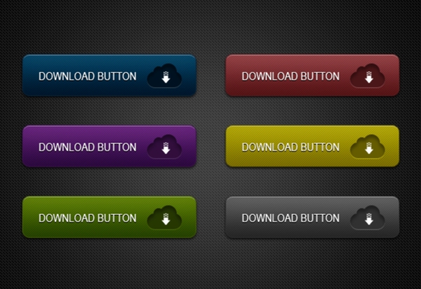 六款网页下载按钮PSD源文件