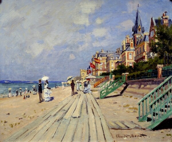 TheBeachatTrouville1870风景建筑田园植物水景田园印象画派写实主义油画装饰画