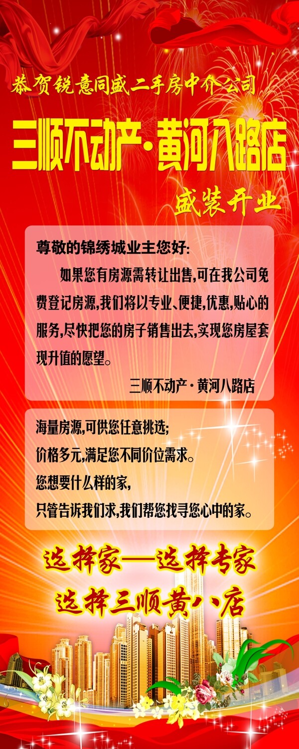 锦绣城三顺不动产易拉宝图片