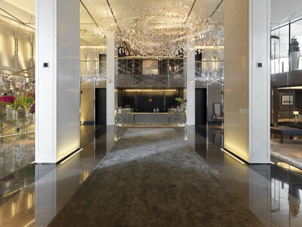 现代时尚客厅走廊白色碎花吊灯室内装修图