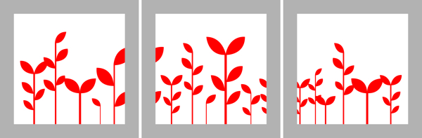 三张红色树叶装饰画