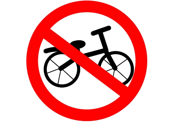 卡通禁止自行车标识