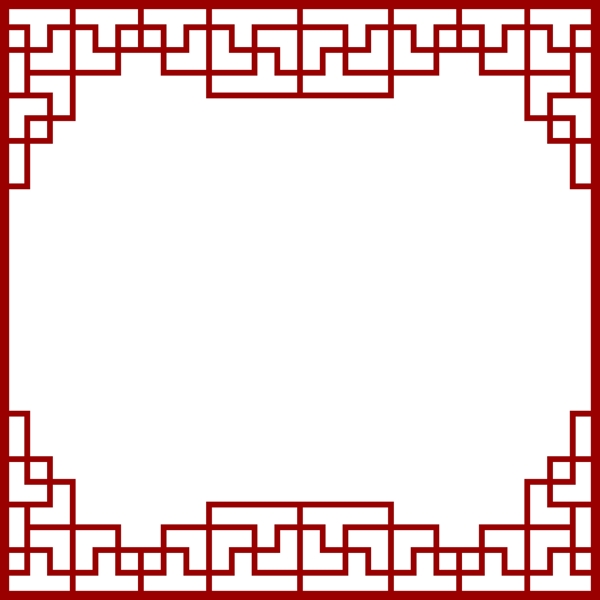 红色正方形中国风矢量海报边框透明png
