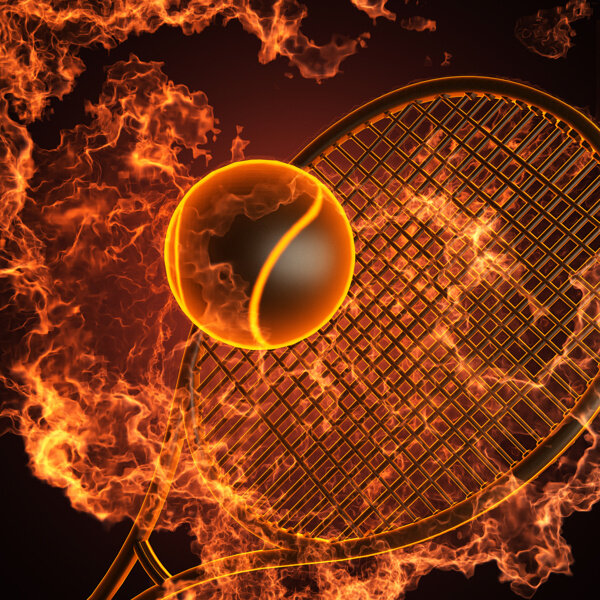 网球球拍与火焰图片