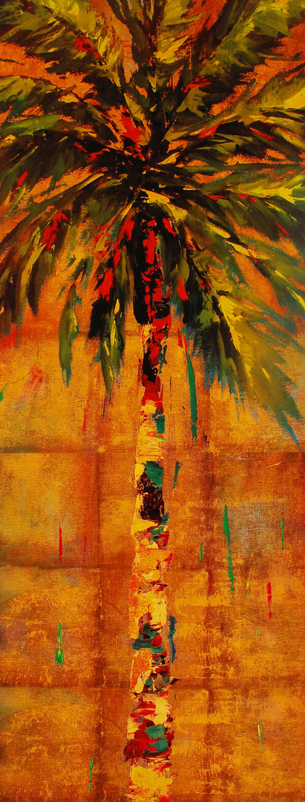 创意椰子树油画写生图片