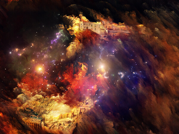 星光璀璨的梦幻城堡图片