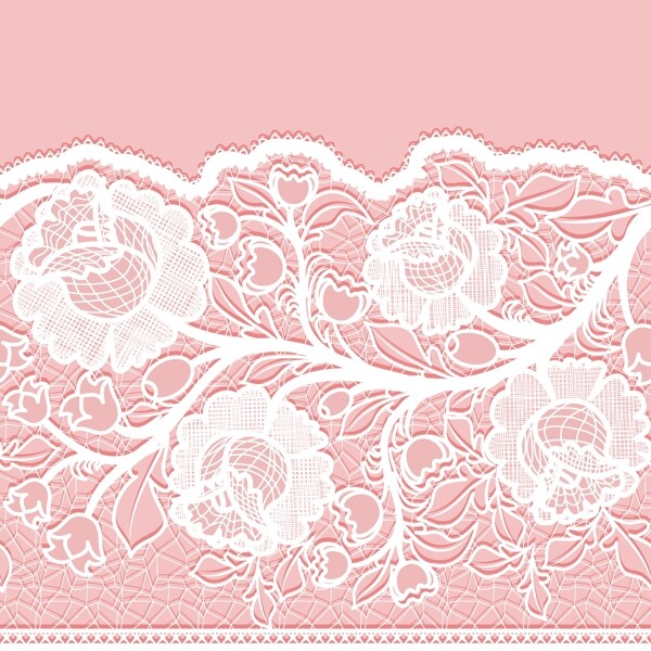 粉色蕾丝花朵卡通矢量素材
