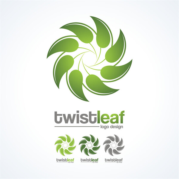 绿叶漩涡logo设计图片