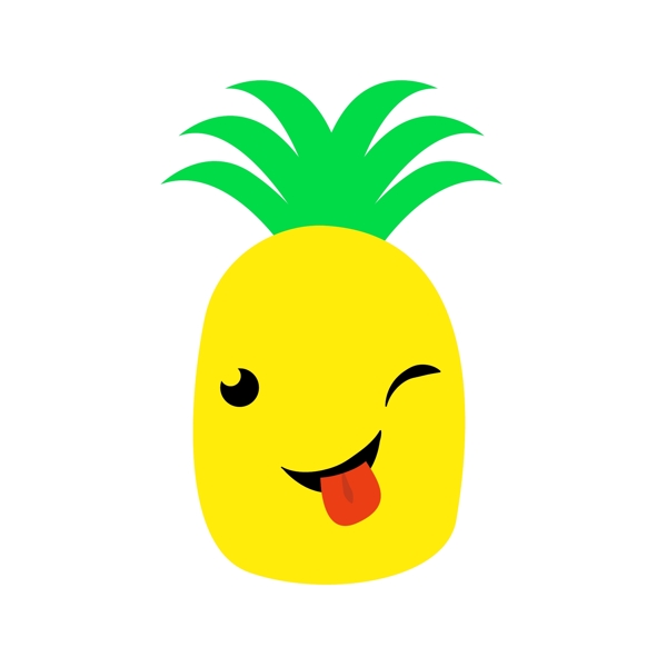 菠萝表情水果素材