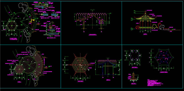 六角亭方案CAD景观图纸