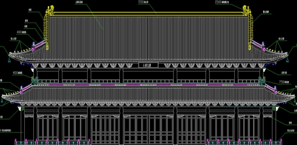 古建大雄宝殿正立面图图片